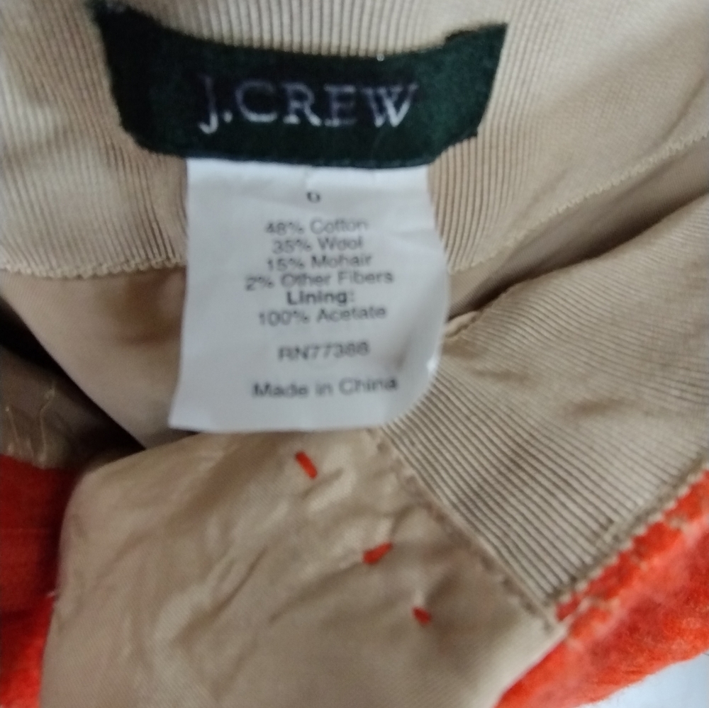 J. Crew Orange Tweed Mini Skirt l Wool And Cotton l Size 0 - Picture 6 of 6